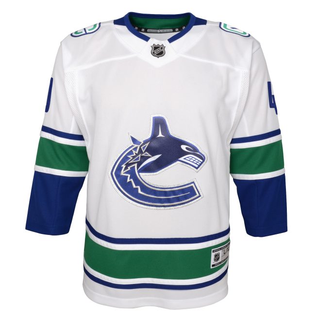 Elias Pettersson Vancouver Canucks Youth 2019/20 Away Premier Player Jersey - White - Image 2