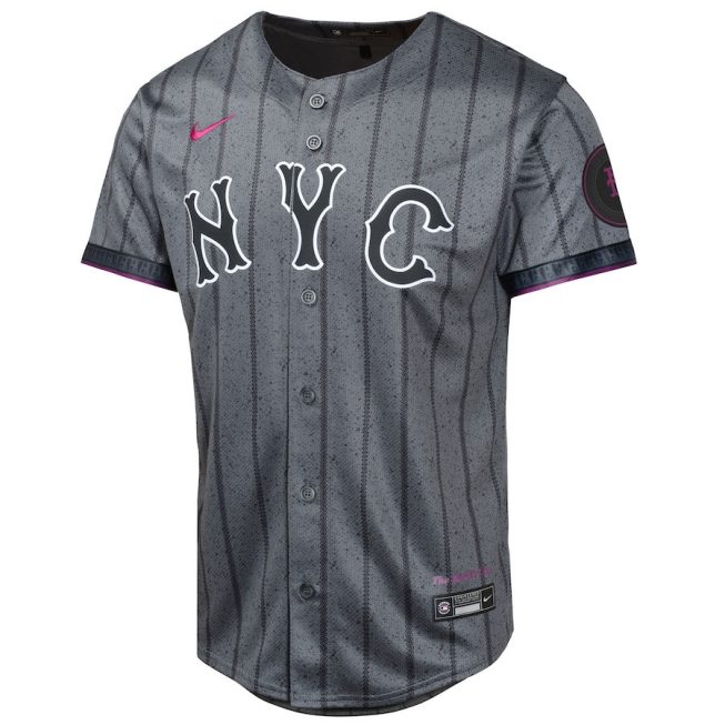 Brandon Nimmo 9 New York Mets 2024 City Connect Limited YOUTH Jersey - Graphite - Image 2