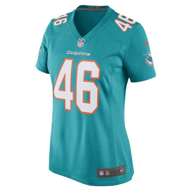 John Lovett 46 Miami Dolphins Women Game Jersey - Aqua - Image 2