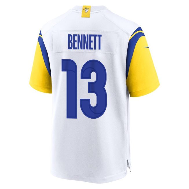 Stetson Bennett 13 Los Angeles Rams 2023 Playoffs Patch Game Men Jersey - White - Image 3