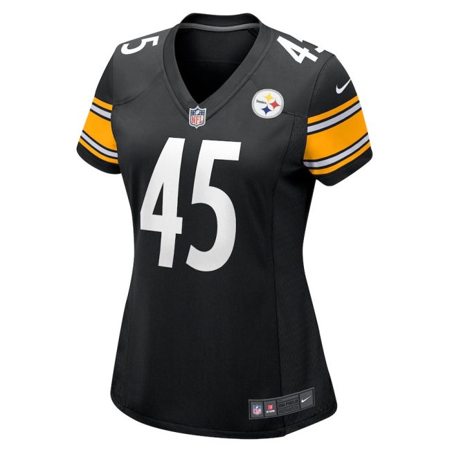 Jack Colletto 45 Pittsburgh Steelers Game Women Jersey - Black - Image 2