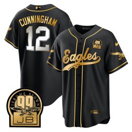 Randall Cunningham 12 Philadelphia Eagles Jerome Brown Retired Patch Baseball Men Jersey - Black Limited