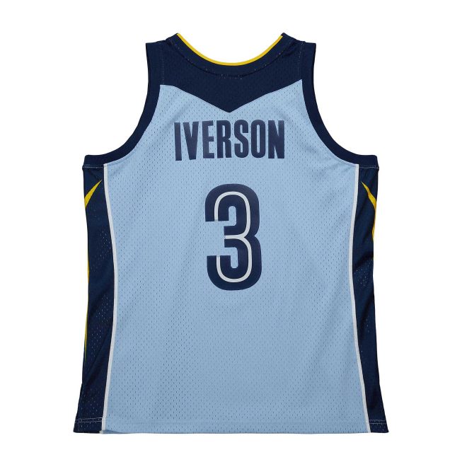 Allen Iverson Memphis Grizzlies Mitchell & Ness 2009/10 Hardwood Classics Swingman Jersey - Light Blue - Image 3