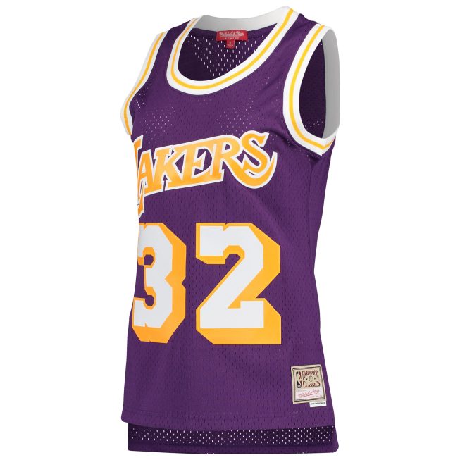 Magic Johnson Los Angeles Lakers Mitchell & Ness Women's Hardwood Classics 1984/85 Swingman Jersey - Purple - Image 2