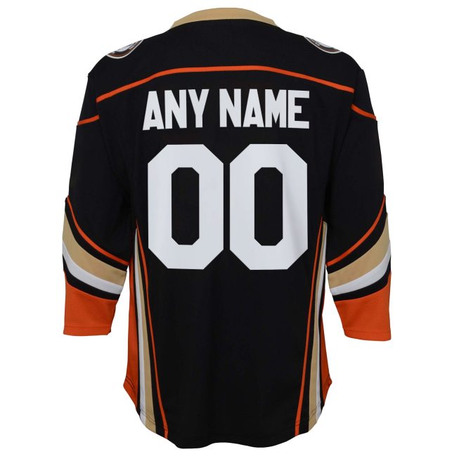 Anaheim Ducks Youth Home Replica Custom Jersey - Black - Image 3