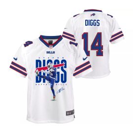 Stefon Diggs 14 Buffalo Bills Diggs Can Fly Game YOUTH Jersey - White