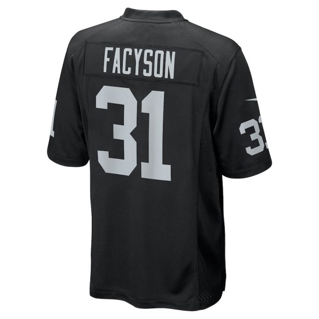 Brandon Facyson 31 Las Vegas Raiders Men Team Game Jersey - Black - Image 3