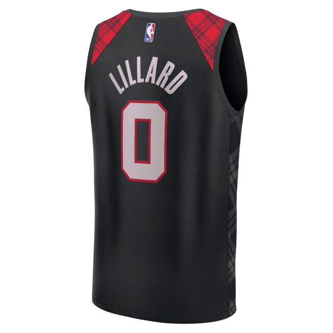 Damian Lillard Portland Trail Blazers Fanatics Fast Break Jersey - Black - City Edition - Image 3