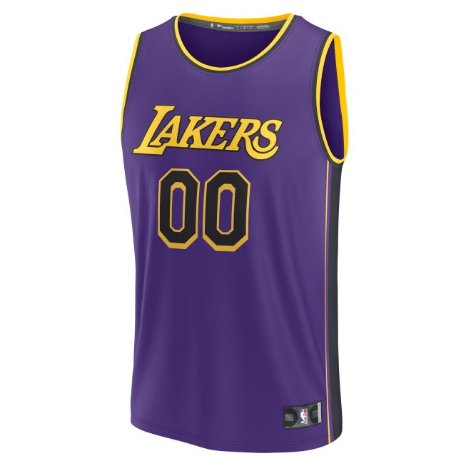 Los Angeles Lakers Fanatics 2022/23 Fast Break Custom Replica Jersey - Purple - Statement Edition - Image 2