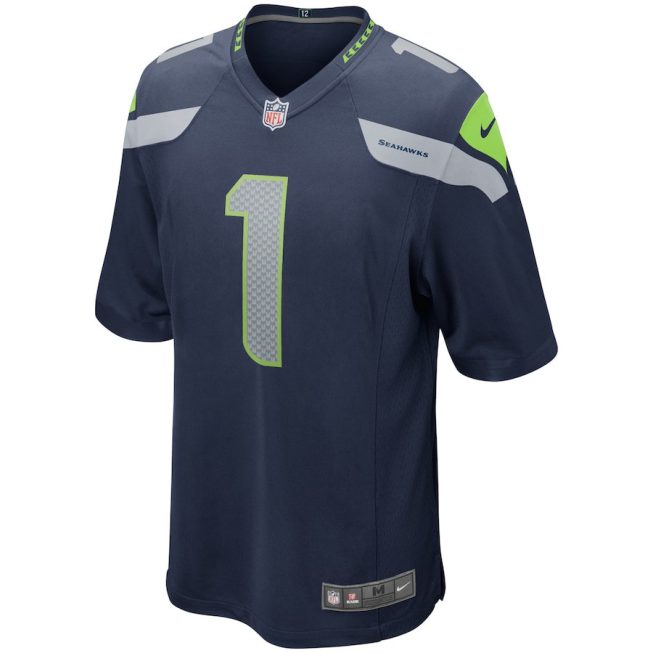 Warren Moon 1 Seattle Seahawks Game Retired Jersey - College Navy - Image 2