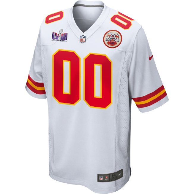 Kansas City Chiefs Super Bowl LVIII Patch Game Men Custom Jersey - White - Image 2
