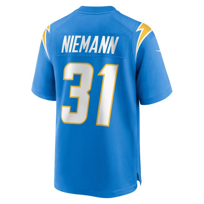 Nick Niemann Los Angeles Chargers Game Player Jersey - Powder Blue - Image 3