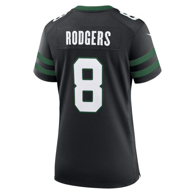 Aaron Rodgers 8 New York Jets Alternate Game Women Jersey - Legacy Black - Image 3