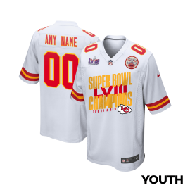 Kansas City Chiefs Super Bowl LVIII Champions Iconic Victory Game YOUTH Jersey - White