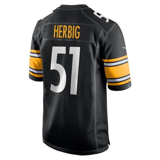 Nick Herbig 51 Pittsburgh Steelers Men Game Jersey - Black - Image 3