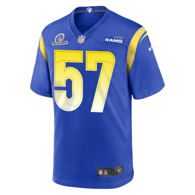 Zach Thomas 57 Los Angeles Rams 2023 Playoffs Patch Game Men Jersey - Royal - Image 2