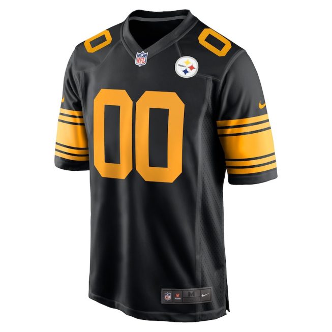 Pittsburgh Steelers Men Alternate Custom Game Jersey - Black - Image 2