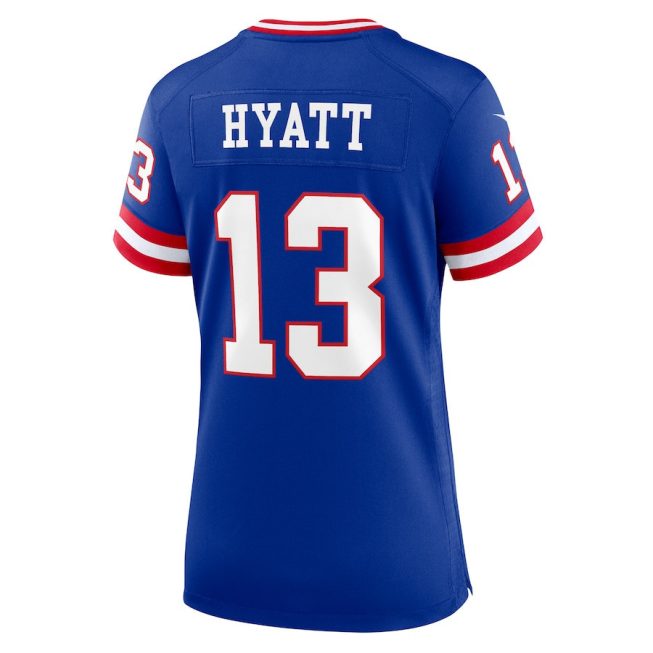 Jalin Hyatt 13 New York Giants Women Team Game Jersey - Royal - Image 3