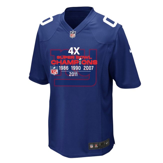 New York Giants 4X Super Bowl Champions Jersey - Men, Royal - Image 2