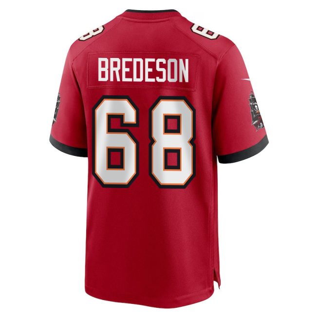 Ben Bredeson 68 Tampa Bay Buccaneers Super Bowl LIX New Orleans Patch Game Men Jersey - Red - Image 2