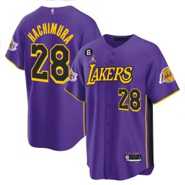 Rui Hachimura 28 Los Angeles Lakers Baseball Men Jersey - Purple