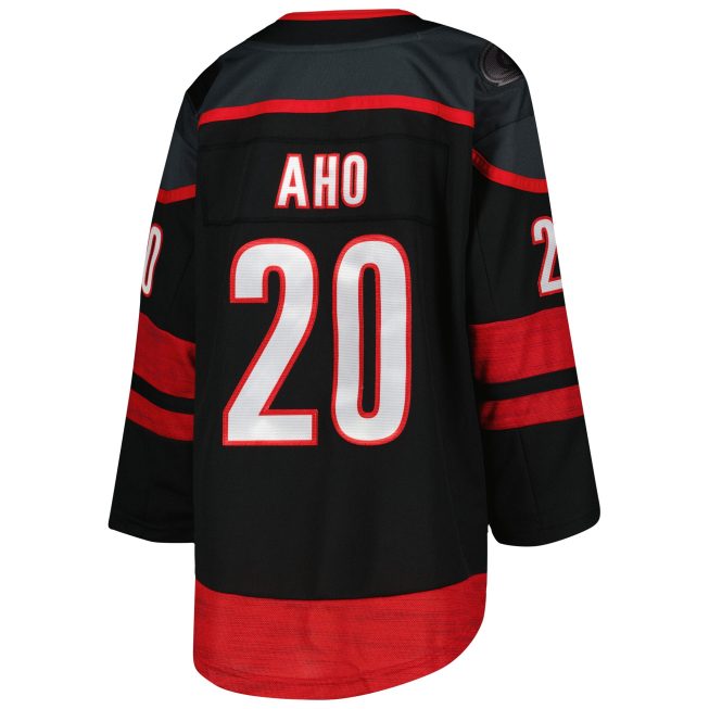 Sebastian Aho Carolina Hurricanes Youth Home Premier Player Jersey - Black - Image 3