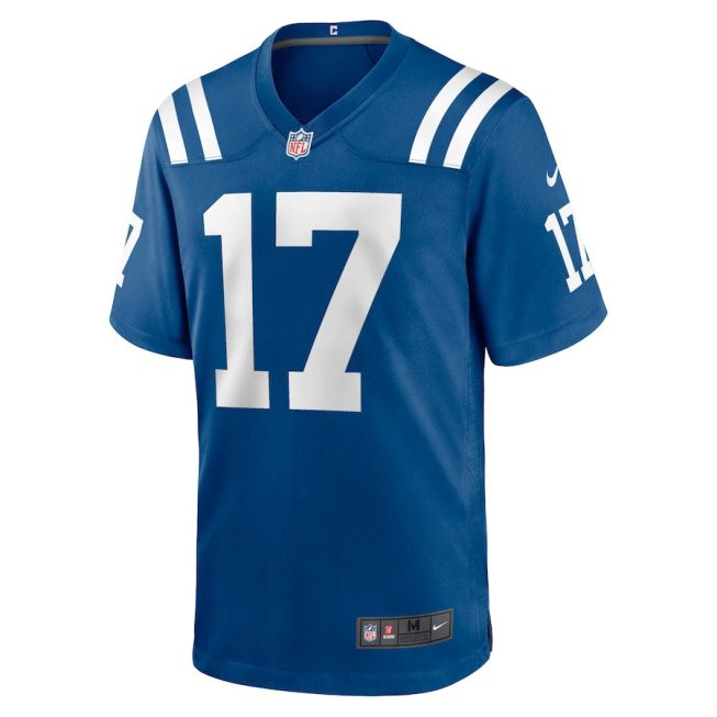 Mike Strachan 17 Indianapolis Colts Men Team Game Jersey - Royal - Image 2