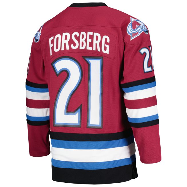 Peter Forsberg Colorado Avalanche Mitchell & Ness 2001/02 Alternate Captain Blue Line Player Jersey - Maroon - Image 3