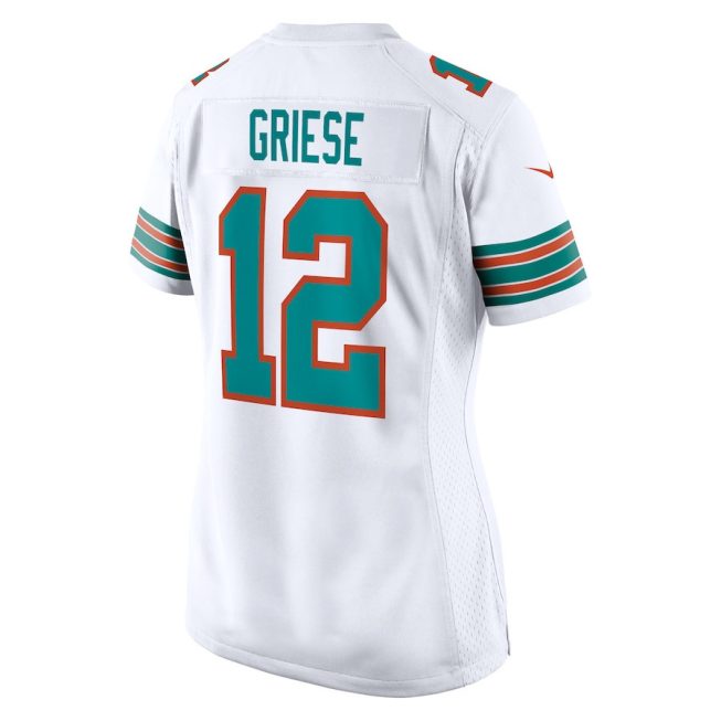 Bob Griese 12 Miami Dolphins Women Retired Jersey - White - Image 3