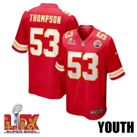 BJ Thompson #53 Kansas City Chiefs Super Bowl LIX YOUTH Jersey - Red