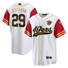 Talanoa Hufanga 29 San Francisco 49ers Baseball Men Jersey - Color Sleeve