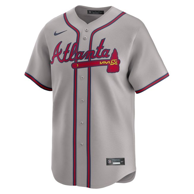 Atlanta Braves Away Limited Custom Jersey - Gray - Image 2