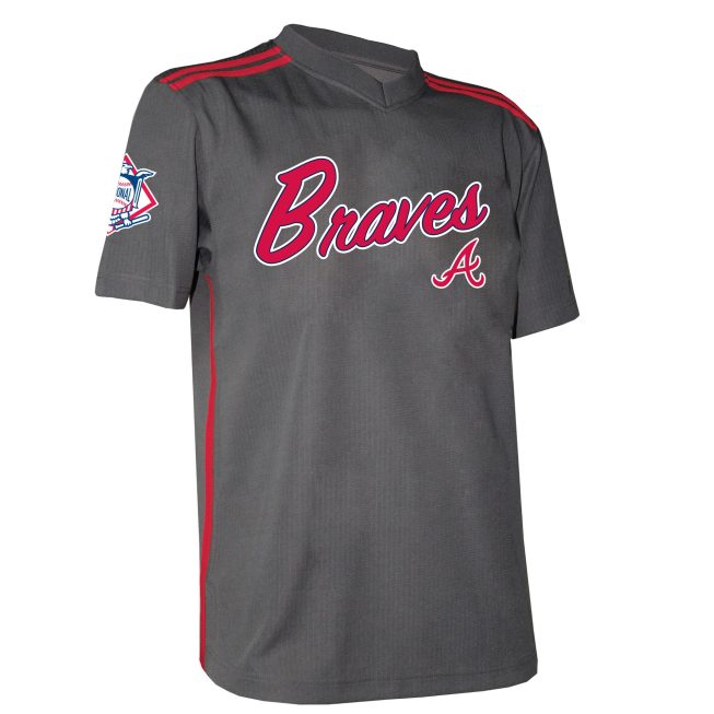 Atlanta Braves Stitches Team V-Neck Jersey - Charcoal - Image 2