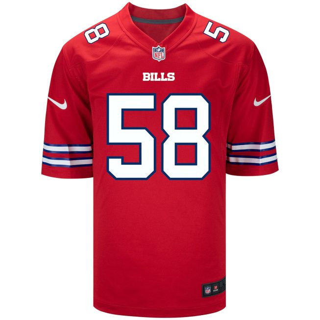 Matt Milano 58 Buffalo Bills Men Alternate Game Jersey - Red - Image 2