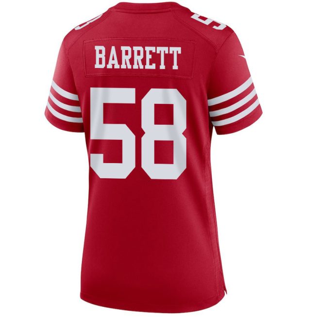 Alex Barrett 58 San Francisco 49ers Super Bowl LVIII Patch Game Women Jersey - Scarlet - Image 3