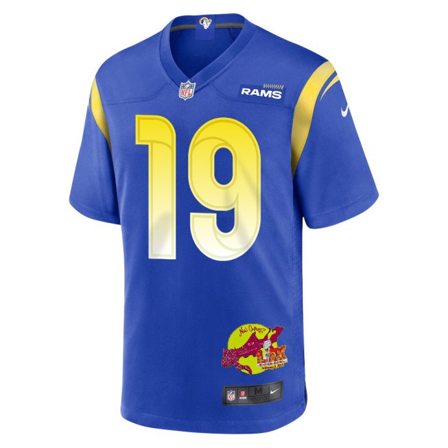 Xavier Smith 19 Los Angeles Rams Super Bowl LIX New Orleans Patch Game Men Jersey - Royal - Image 3