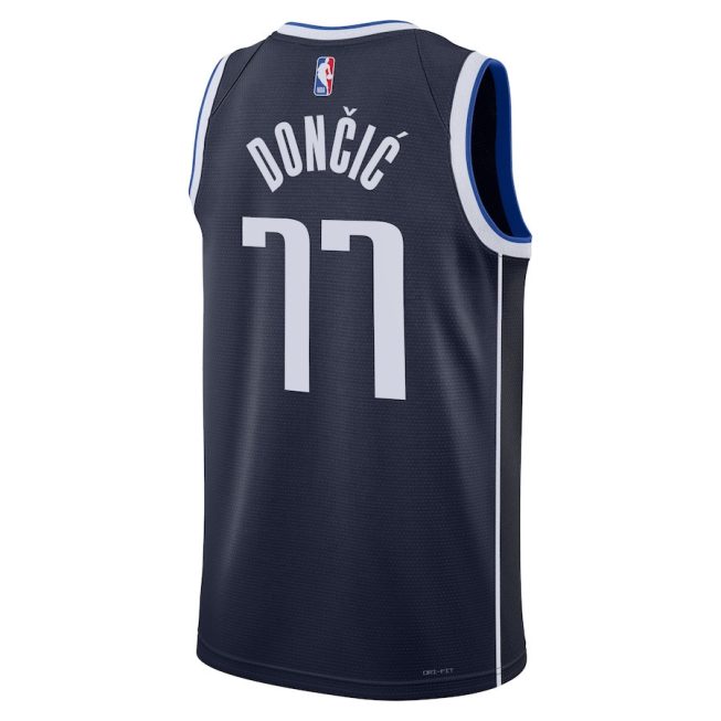 Luka Doncic 77 Dallas Mavericks Unisex Swingman Jersey - Statement Edition - Navy - Image 3
