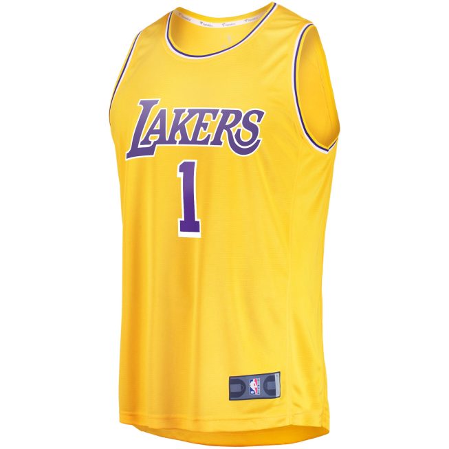 D'Angelo Russell Los Angeles Lakers Fanatics Fast Break Player Jersey - Icon Edition - Gold - Image 2