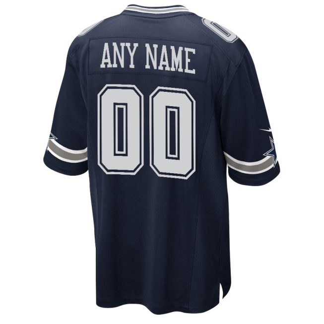 Dallas Cowboys 2023 Playoffs Patch Game Men Custom Jersey - Navy - Image 2