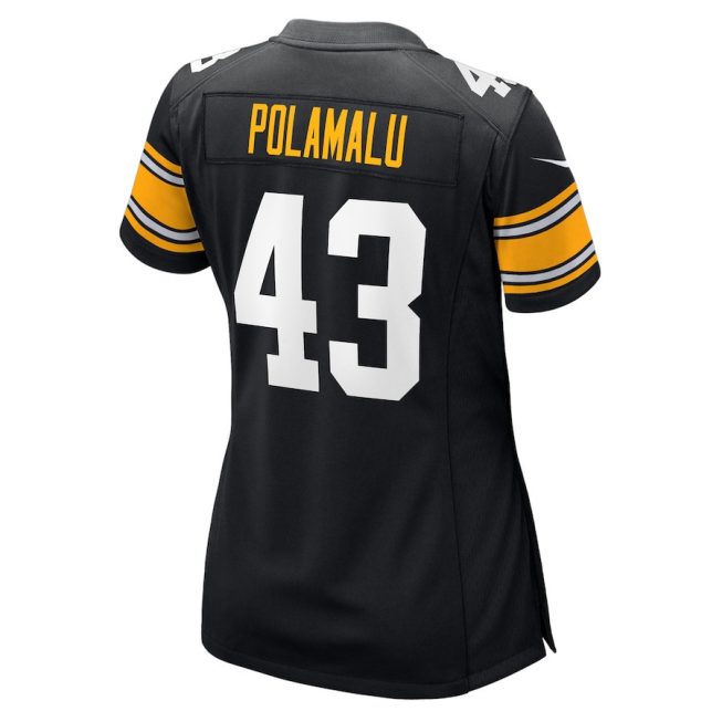 Troy Polamalu 43 Pittsburgh Steelers Women Retired Jersey - Black - Image 3