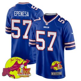 A.J. Epenesa 57 Buffalo Bills Super Bowl LIX New Orleans Patch Game Men Jersey - Royal