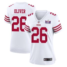 Isaiah Oliver 26 San Francisco 49ers Super Bowl LVIII Patch Game Women Jersey - White