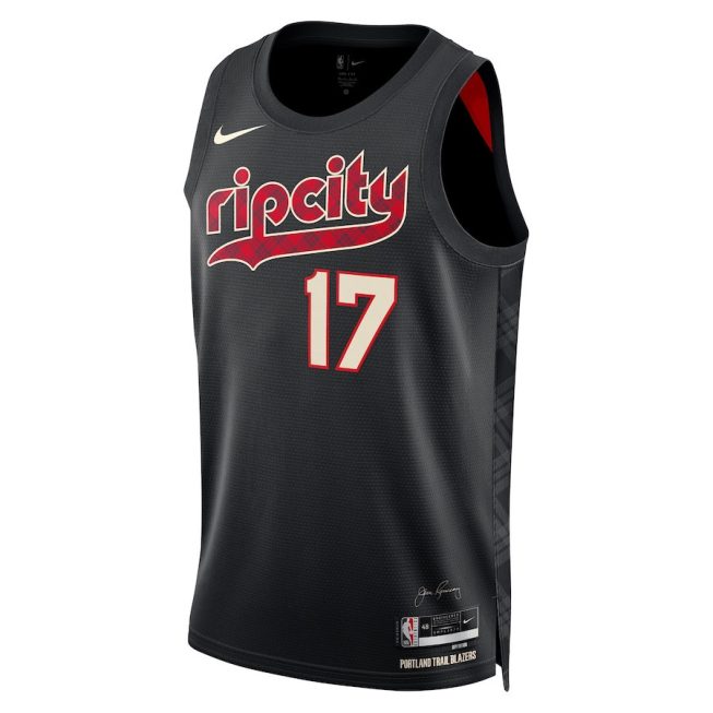 Shaedon Sharpe 17 Portland Trail Blazers 2023/24 City Edition Swingman Jersey - Black - Image 2