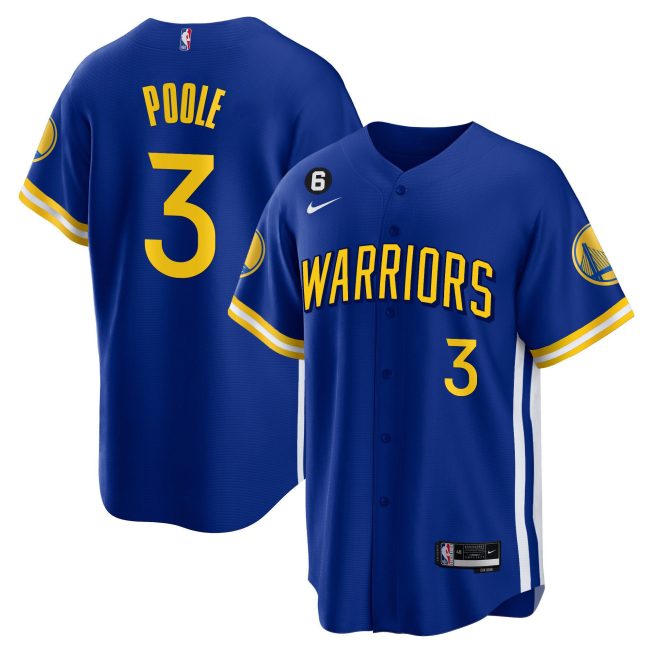 Jordan Poole 3 Golden State Warriors Baseball Men Jersey - Royal