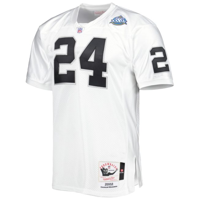 Charles Woodson Las Vegas Raiders 2002 Mitchell & Ness Authentic Throwback Retired Player Jersey - White - Image 2