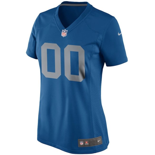 Detroit Lions Women Custom Throwback Game Jersey - Blue - Image 2