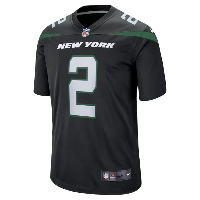 Zach Wilson 2 New York Jets YOUTH Game Jersey - Black - Image 2