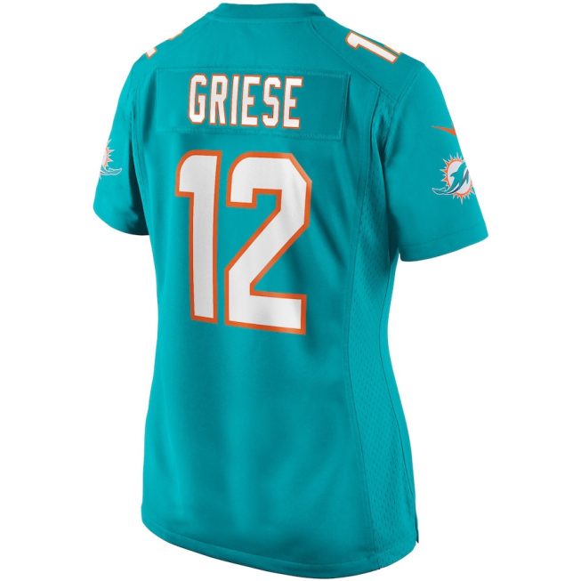 Bob Griese 12 Miami Dolphins Women Game Retired Jersey - Aqua - Image 3