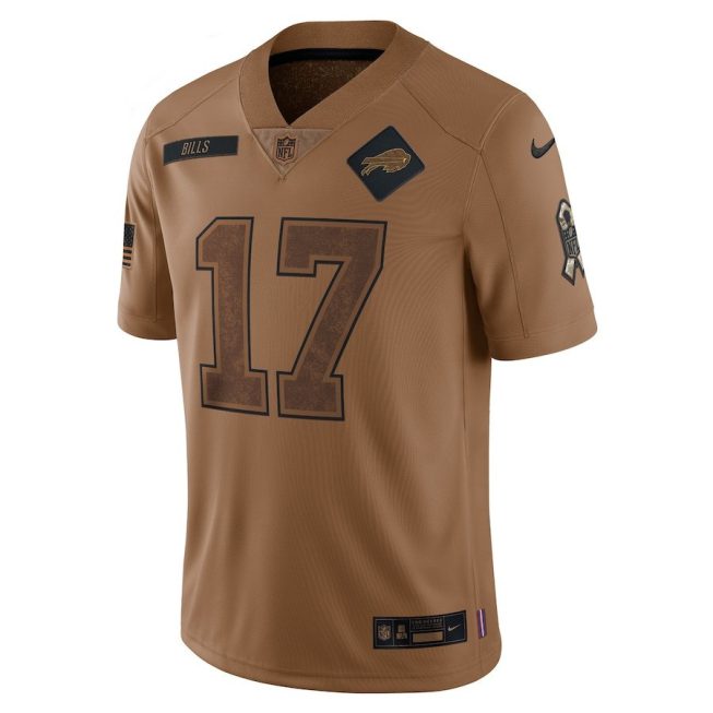 Josh Allen 17 Buffalo Bills 2023 Salute To Service Limited Jersey - Brown - Image 2