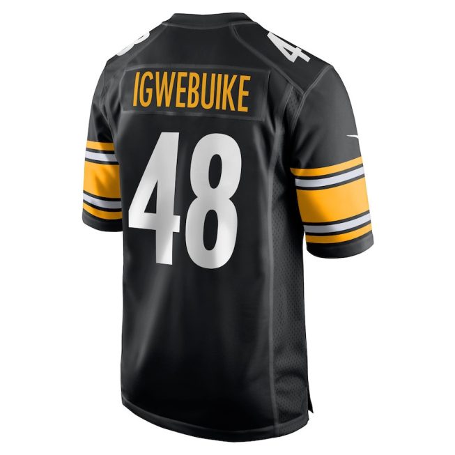 Godwin Igwebuike 48 Pittsburgh Steelers Men Game Jersey - Black - Image 3